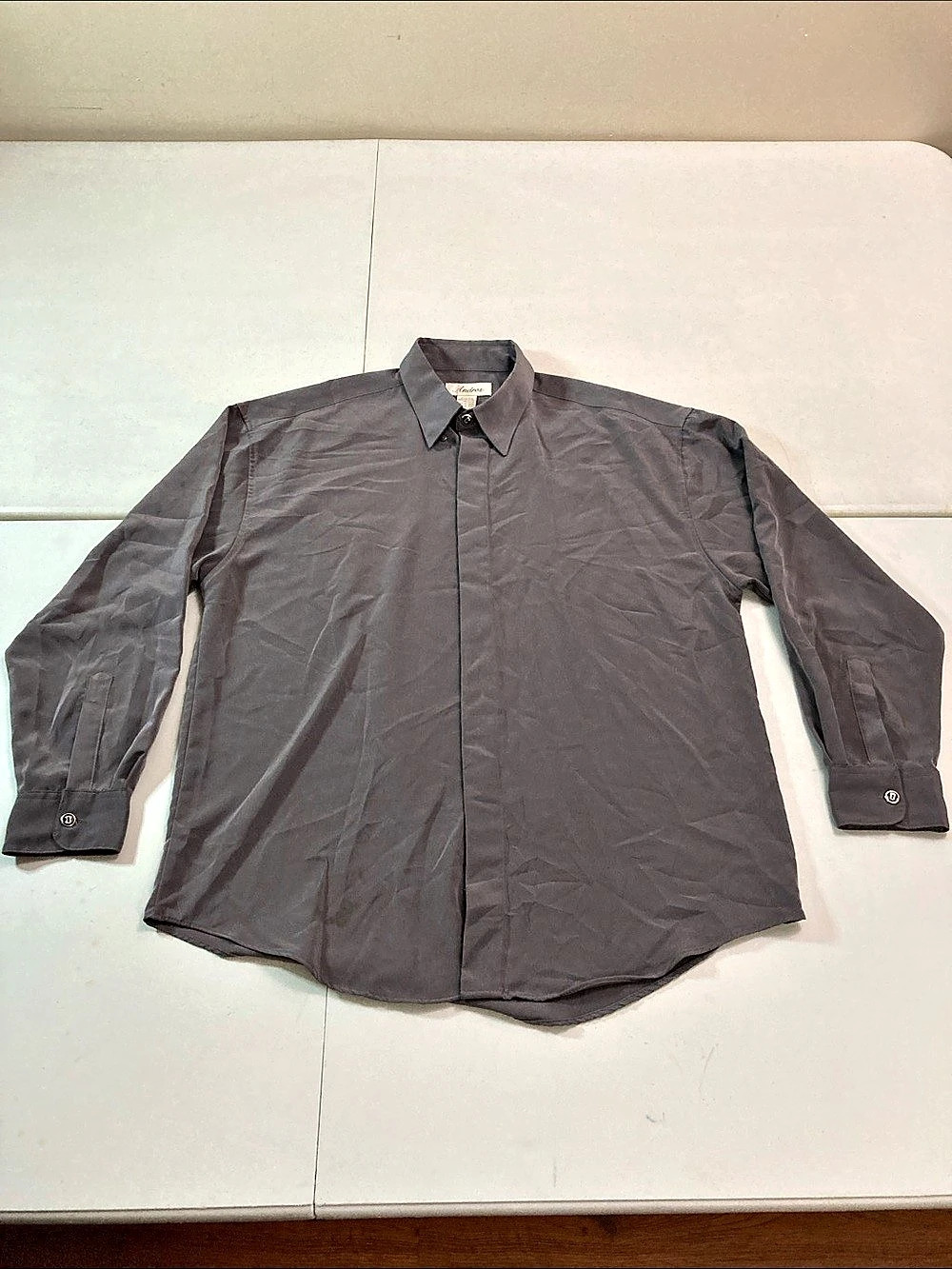 Andros Men's Dress Shirt Polyester Gray Size XL